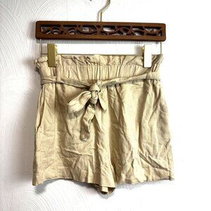 Ivivi Beige Shorts Paperbag Casual Solid Tie Belt Pull On Business Womens Size S